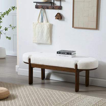 Dayalane 51" Modern Upholstered Bedroom Bench, Linen End of Bed Bench with Wooden Legs for Living Room, Entryway,Hallway Footrest, Beige