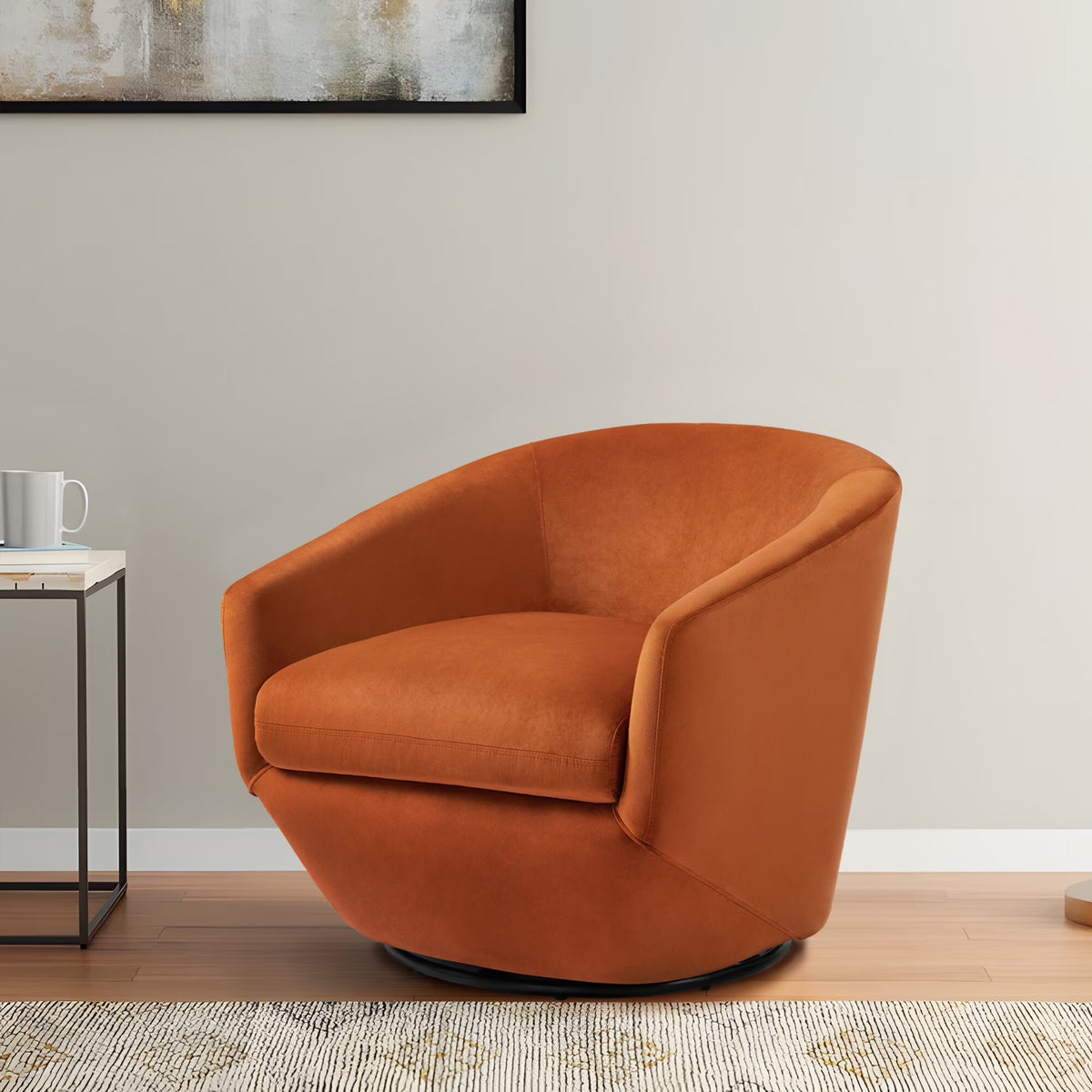 DREAMSIDEA Faux Leather Swivel Accent Chair Sets of 2 360�� Swivel Barrel Chair,Swivel Club Sofa for Living Room, Bedroom, Office,Brown