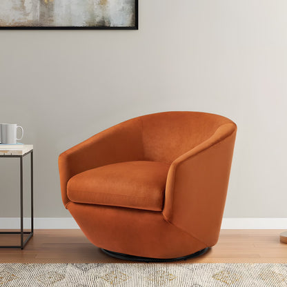 DREAMSIDEA Faux Leather Swivel Accent Chair Sets of 2 360�� Swivel Barrel Chair,Swivel Club Sofa for Living Room, Bedroom, Office,Brown