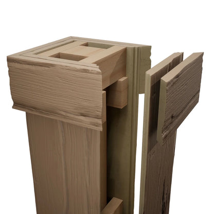 Ekena Millwork 18"W x 5'H Hand Hewn Endurathane Faux Wood Non-Tapered Square Column Wrap with Standard Capital & Base