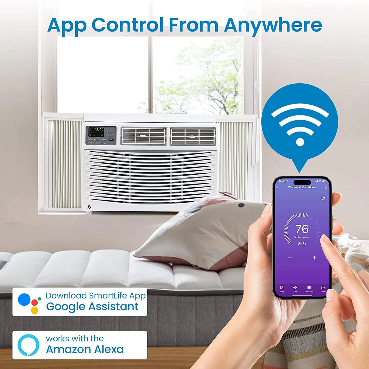 GAOMON 6000 BTU Window Air Conditioner, Cools Up to 350 Sq. Ft, Window AC Unit with Remote, 3 fan speeds, Sleep mode, Auto Restart, 24H Timer Window Air Conditioner, 115V/60Hz, White