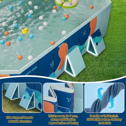 RICHYOUNG 101"Foldable Swimming Pool for 1-6 People,Non-Inflatable Above Ground Garden Pool for Kids, Family(Blue)