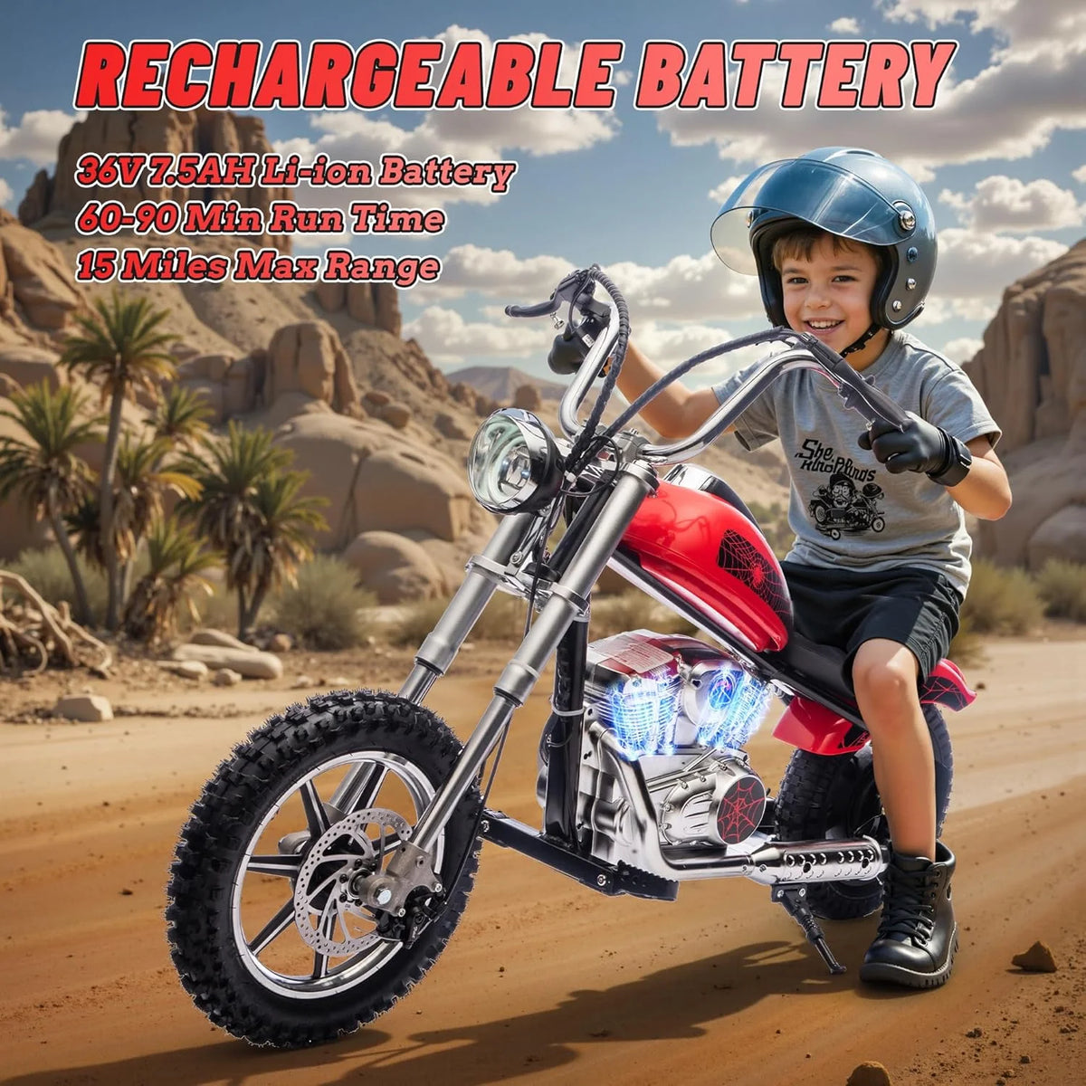 Electric Dirt Bike for Kids, 24V Motor Kids Dirt Bike, Cuoote 250W Ride On Motorcycle up to 15 mph, 150 lb Max Weight, Twist Throttle, Power Display, Rear Suspension, Hand Brake