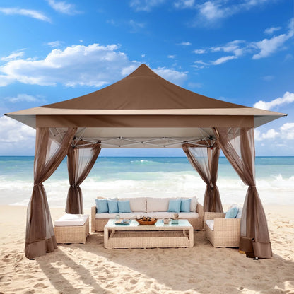 HOTEEL 12x12 EZ Pop Up Gazebo Tent with Sidewalls,Patio Gazebo Instant Shelter for Outdoor Party Camping Backyard Beach with Carry Bag,Stakes,Ropes,Gray