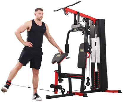 Fitvids LX750 Home Gym System Workout Station with 330 Lbs of Resistance, 122.5 Lbs Weight Stack, One Station, Comes with Installation Instruction Video, Ships in 5 Boxes