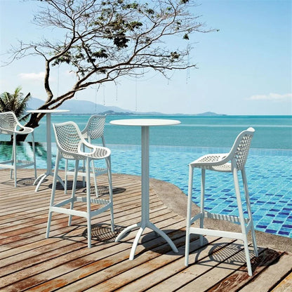 Home Square Polypropylene Patio Bar Stool in Taupe - Set of 2