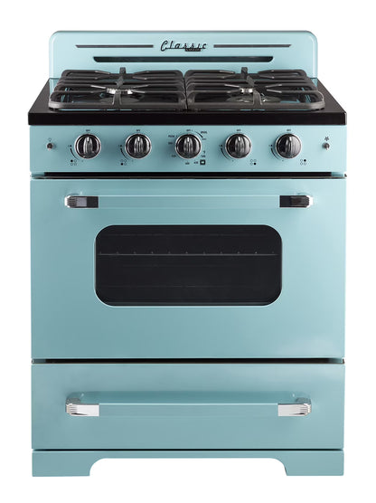 Unique Classic Retro 30" 3.9 cu/ft Freestanding Gas Range with Convection Oven and Sealed Burners