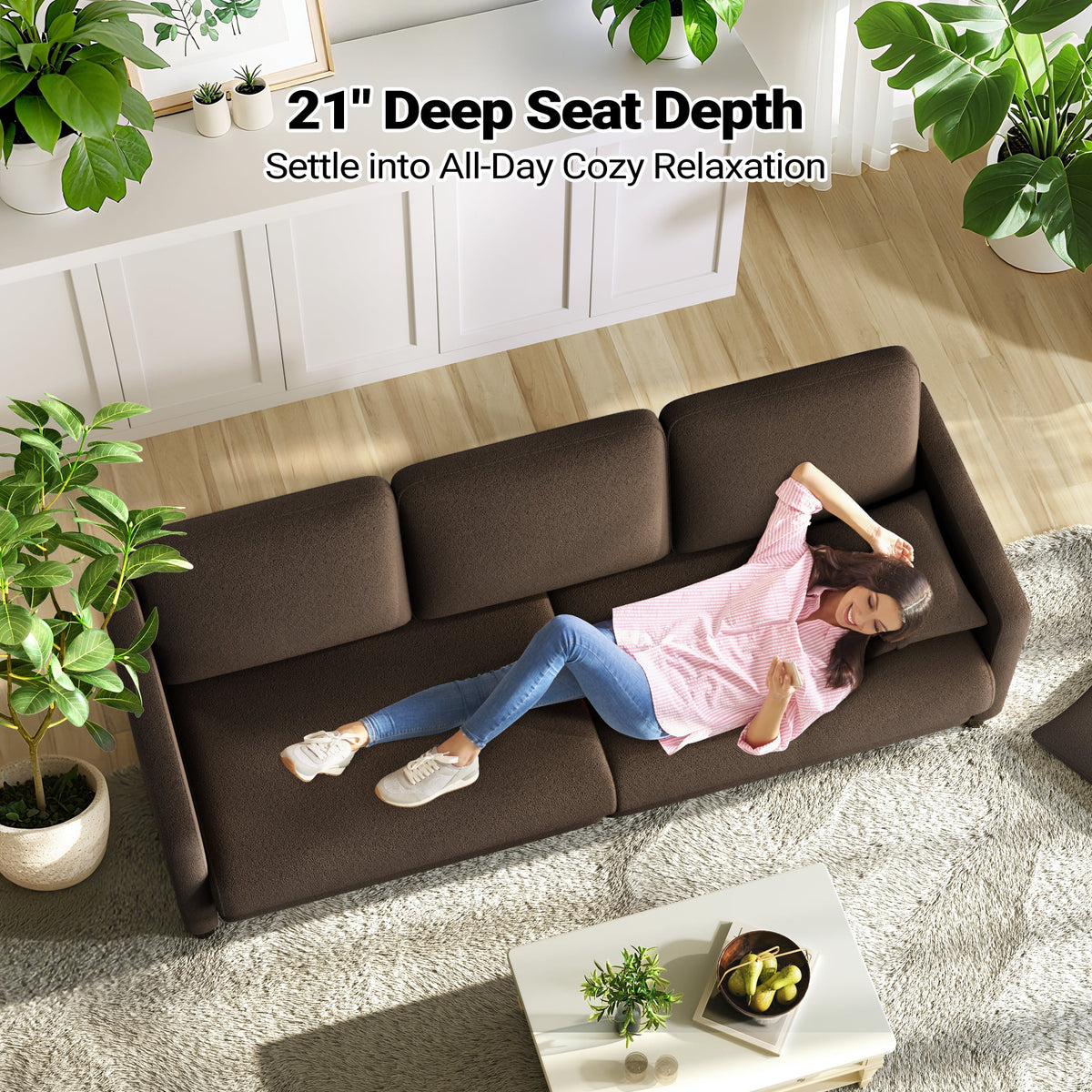 Domusensus Sofas for Living Room, 82" Loveseat Sofa, Couches for Living Room Included 2 Pillows, Teddy Fleece Love Seat Couches, Small Couch, Blue