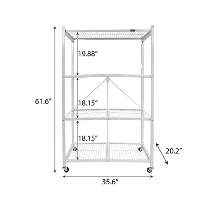 Origami 2-Pack R5 Series Heavy-Duty 4-Tier Foldable Steel Shelf, Pewter