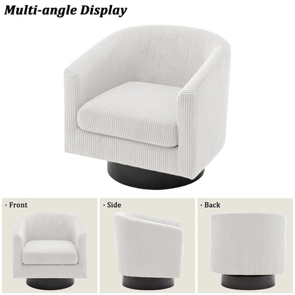DREAMSIDEA Swivel Barrel Accent Chair for Living Room, Modern Upholstered Round Club Armchair-Cream