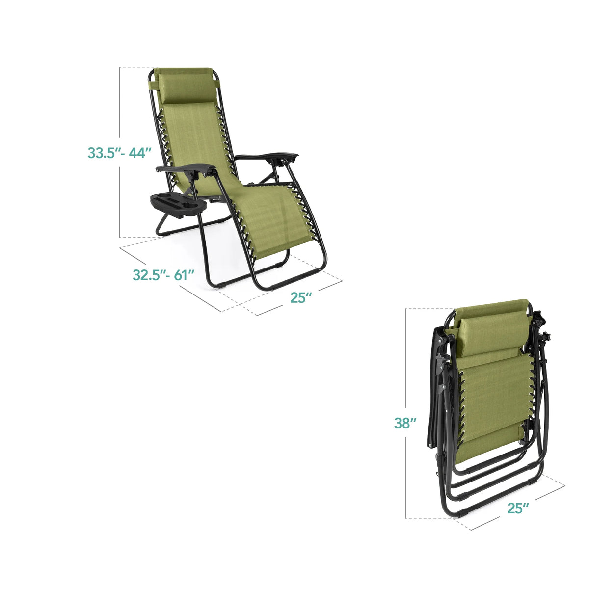 Best Choice Products Set of 2 Zero Gravity Lounge Chair Recliners for Patio, Pool w/ Cup Holder Tray - Gray