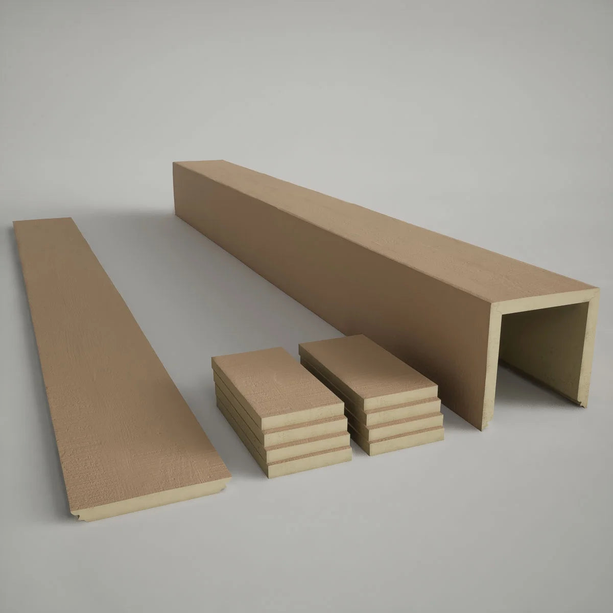 Ekena Millwork 18"W x 5'H Hand Hewn Endurathane Faux Wood Non-Tapered Square Column Wrap with Standard Capital & Base