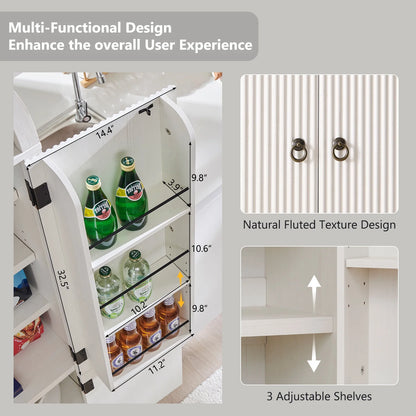 IFGET 71-Inch Arched 4-Tier Bookcase with Glass Doors and Drawers