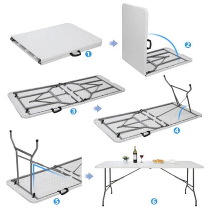 HXYHJ 3/4/6/8 FT Plastic Folding Tables - Ultra - Portable, Durable for Indoor & Outdoor Use - Ideal for Picnics, Camping, Parties and More-6 FT