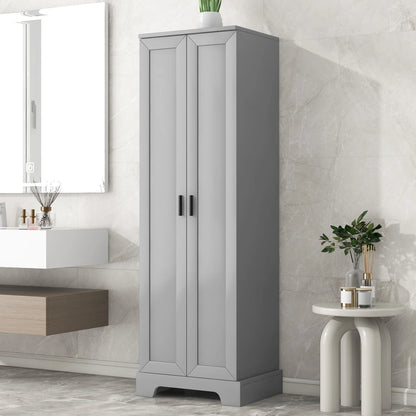 22'' Double Door Storage Cabinet with Adjustable Shelves, High Quality Bathroom Cabinet with  MDF Material, for Living room, Bathroom, Black