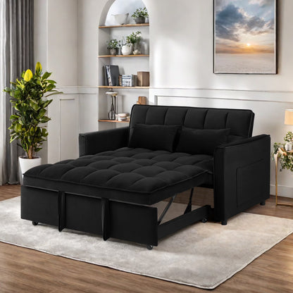 Convertible Sofa Bed,3-in-1 Sleeper Sofa with Pull Out Bed,Sleeper Futon Couch Loveseat with Adjsutable Backrest and Pillows for Living Room,Gray