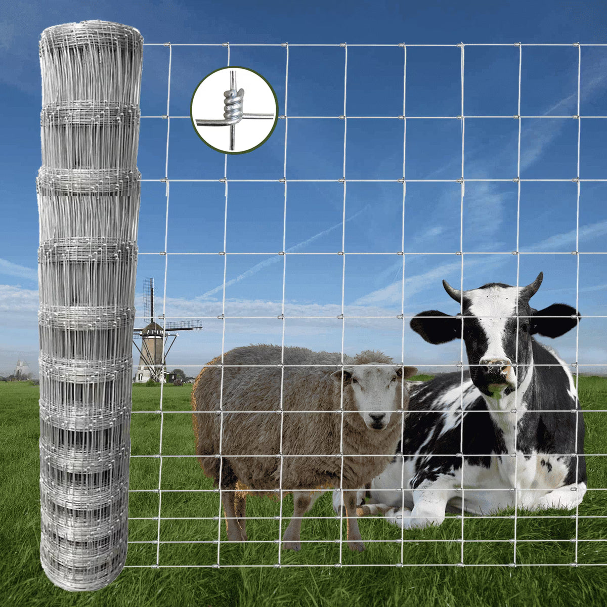 Farm Fence, 4ft x 164ft Galvanized Wire Fencing, Cattle Fence, Deer Fence, Heavy Zinc Coating Farm Fence Used to Hog Goat Fencing for Yard Garden and Field