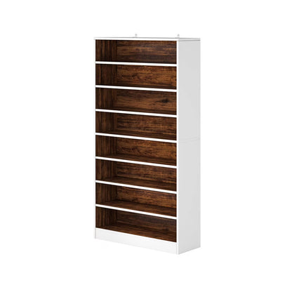 Hommoo Modern Wood Freestanding Shoe Cabinet, 8 Tiers 40-45 Pairs Shoe Storage Rack Organizer for Entryway, Gray