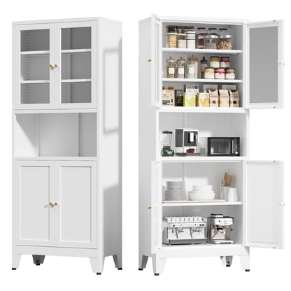 Elegant 69" Tall Modern Kitchen Pantry,Metal Storage Cabinet with Adjustable Shelves,Pantry Storage Cabinet for Kitchen,Dining Room,Living Room,Blue