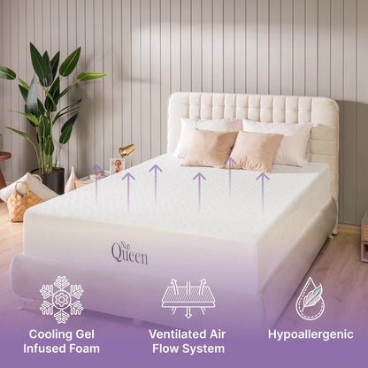 NapQueen Elizabeth 8" Full Mattress, Cooling Gel Infused Memory Foam, Bed in a Box, Adult