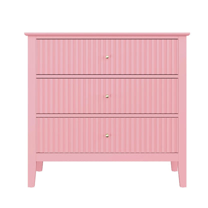 Heynemo Beige 6 Drawer Dresser, Fluted Modern Wood Chest