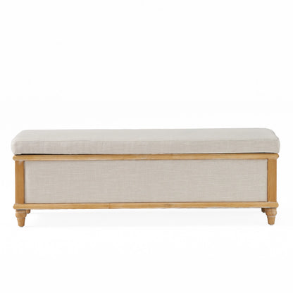 Noble House Hampton Contemporary Fabric Upholstered Storage Ottoman, White and Blue Floral