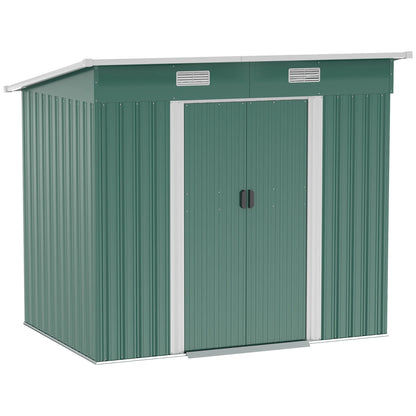 Outsunny 4.6' x 9' Metal Outdoor Storage Shed, Garden Utility Tool House with Double Lockable Doors for Backyard, Patio, Lawn, Garage, White
