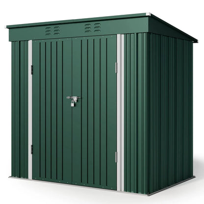 8x6 ft Outdoor Storage Shed on Sale, Sheds & Outdoor Storage with Lockable Doors, Metal Garden Shed by Durable Galvanized Steel for Patio, Lawn - Dark Gray
