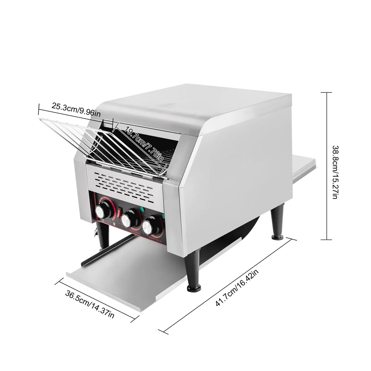 Miumaeov 300 Slices/Hour Commercial Conveyor Toaster, 2200W Stainless Steel Heavy-Duty Industrial Toasters with Double Heating Tubes, Countertop Electric Restaurant Equipment
