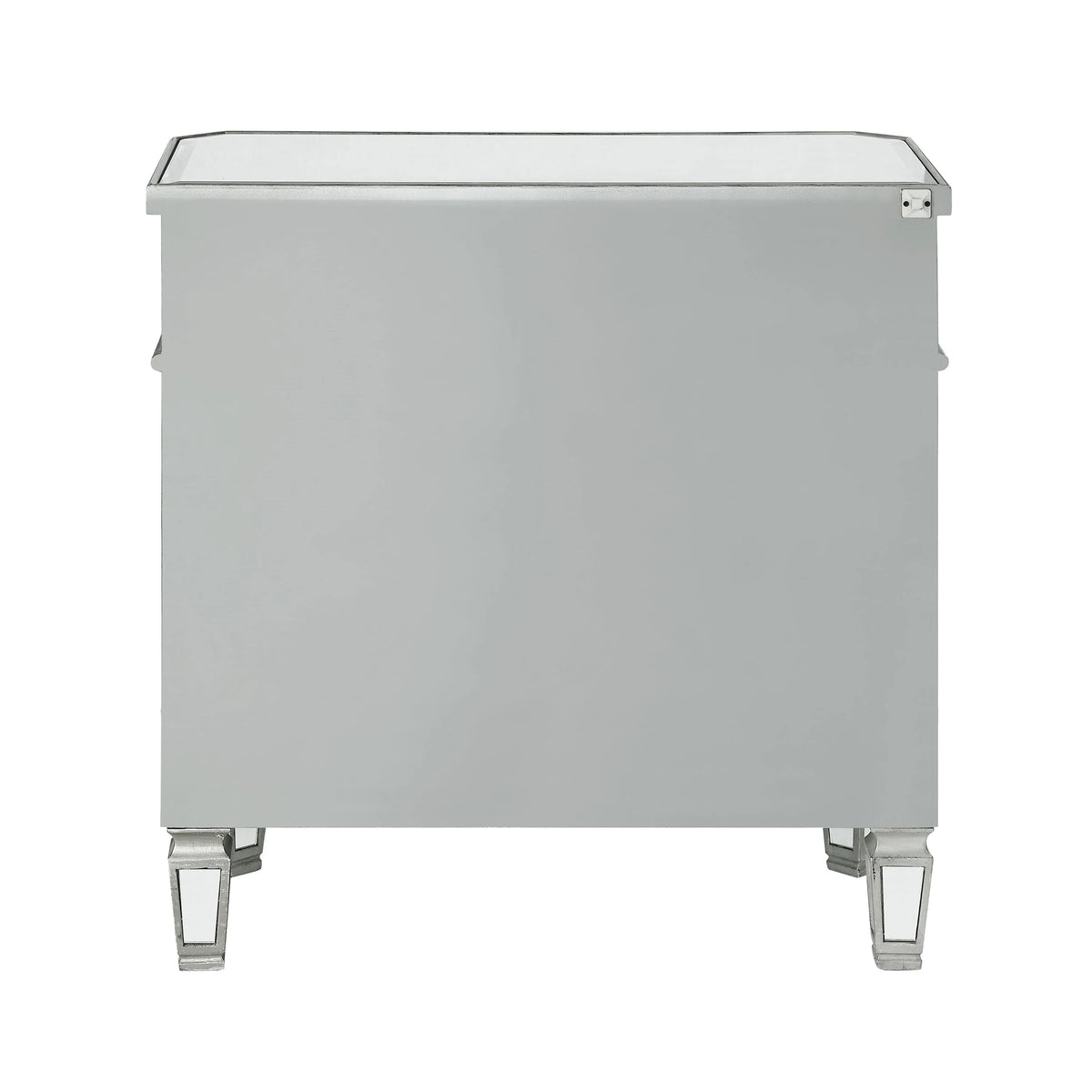 Powell Deville 2-Door Single Drawer Indoor Console Table with Shelves, Mirrored Surfaces and Luxe Silver Wood