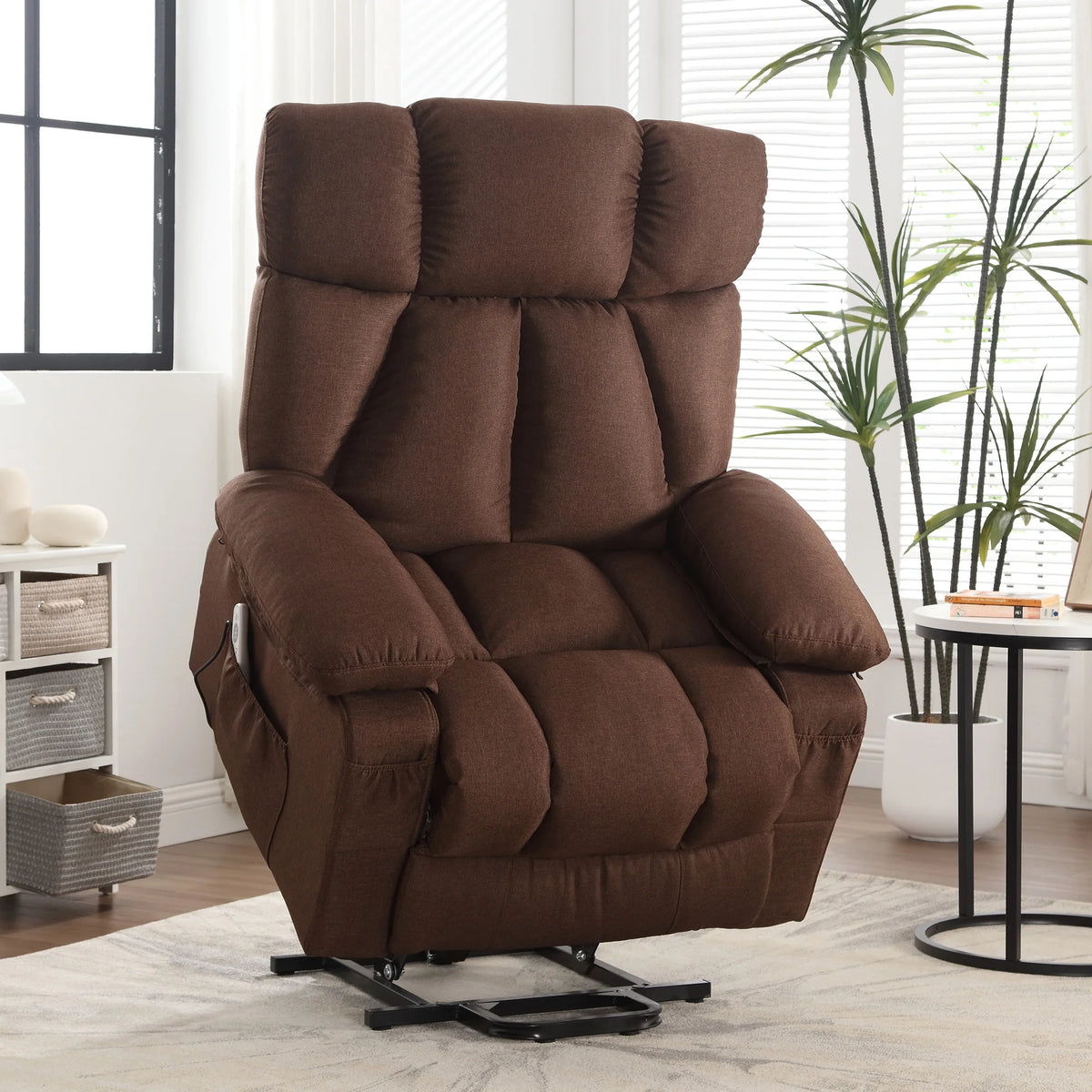 JONPONY Power Lift Recliner Chair Recliners for Elderly with Heat and Massage Recliner Chair for Living Room with Infinite Position and Side Pocket,USB Charge Port,Brown