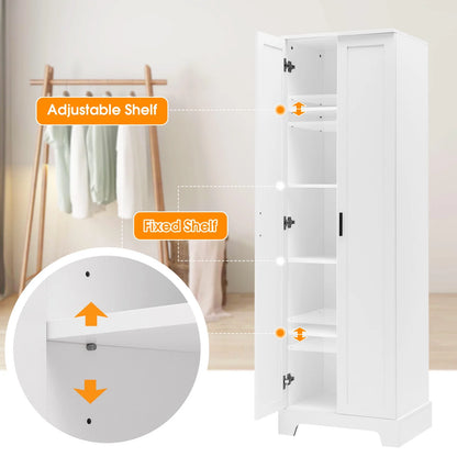 22'' Double Door Storage Cabinet with Adjustable Shelves, High Quality Bathroom Cabinet with  MDF Material, for Living room, Bathroom, Black