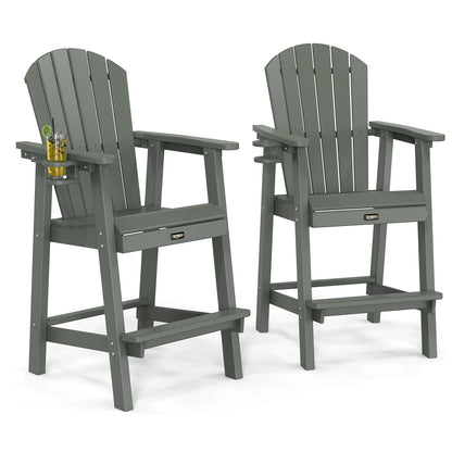 UBesGoo Tall Adirondack Chairs,HDPE All Weather Poly Lumber with Cup Holder,Outdoor Bar Stools with Wide Armrest for Outdoor Deck Lawn Pool Backyard,Lake Blue