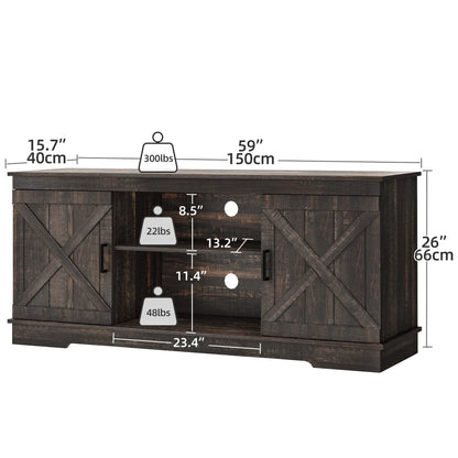 Dextrus Farmhouse TV Stand for 65 inch TV, Entertainment Center for Living Room, TV Media Console Cabinet, Grey Wash