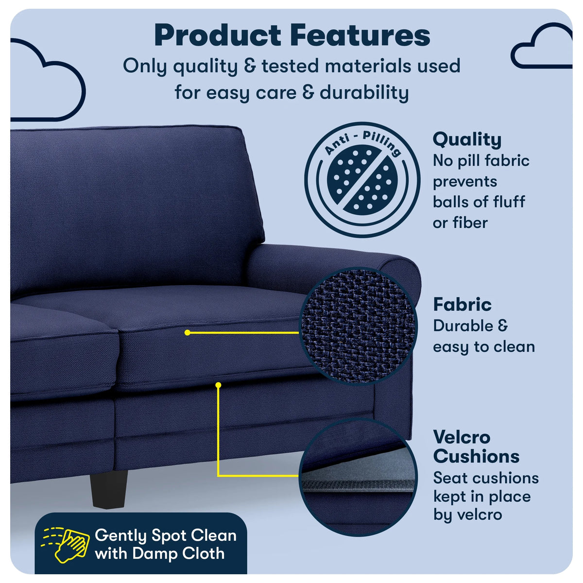 Serta Copenhagen 78" Rolled Arm Sofa with Removable Covers Dark Brown