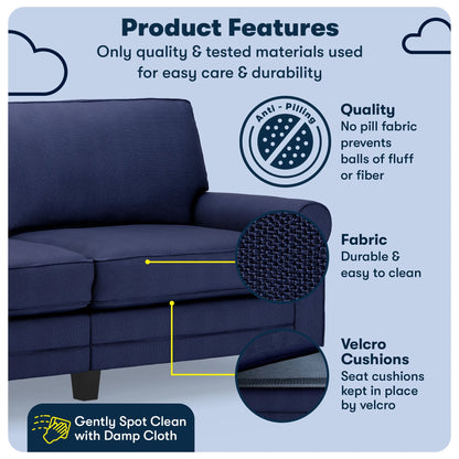 Serta Copenhagen 78" Rolled Arm Sofa with Removable Covers Dark Brown