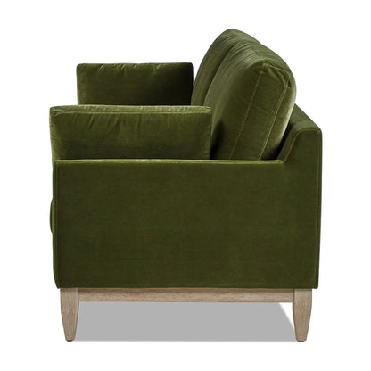 Velvet Sofa Couch, Mid Century Modern 75.5 inch 3-Seater Sofa with Back Cushions and 2 Bolster Pillows, for Small Space,Bedroom, Apartment, Olive Green