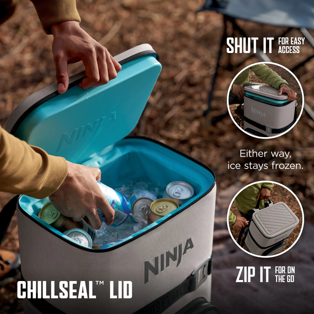 Ninja Outdoor FrostVault Go 24-Can Soft Cooler with Cold Dry Zone, Lakeshore Blue - FF124NV