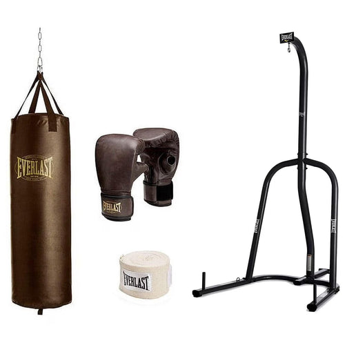 Everlast Heavy Bag Stand with 100 lb Vintage Heavy Bag Kit, Black, 3 Piece