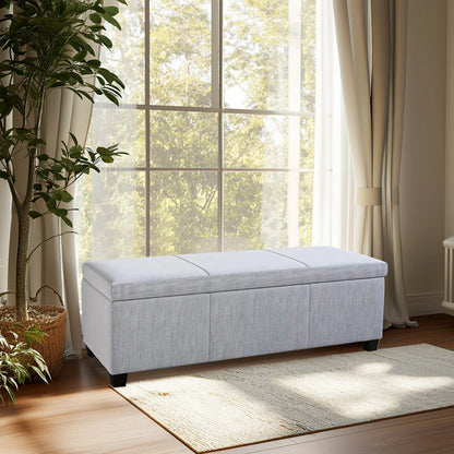 BELLEZE Storage Ottoman Bench Footstool - Amherst (Beige)