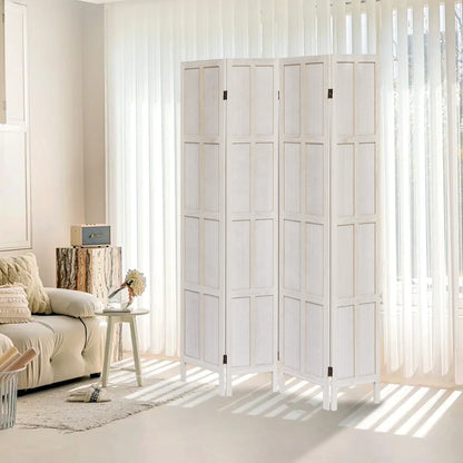 Aletheiawu 4 Panel Room Divider Wall and Folding Privacy Screens��No Installation Required��White