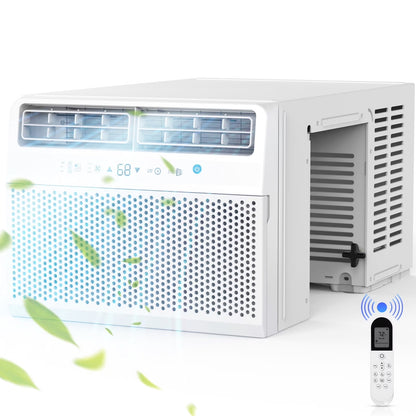 Crzoe Window Air Conditioner 10,000 BTU, Window AC Unit Cooling Room 450sq.ft, Dehumidifier Mode and 3 Fan Speed, 24H Timer, Saddle Mount, Quiet Operation, White