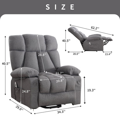JONPONY Power Lift Recliner Chair Recliners for Elderly with Heat and Massage Recliner Chair for Living Room with Infinite Position and Side Pocket,USB Charge Port,Brown