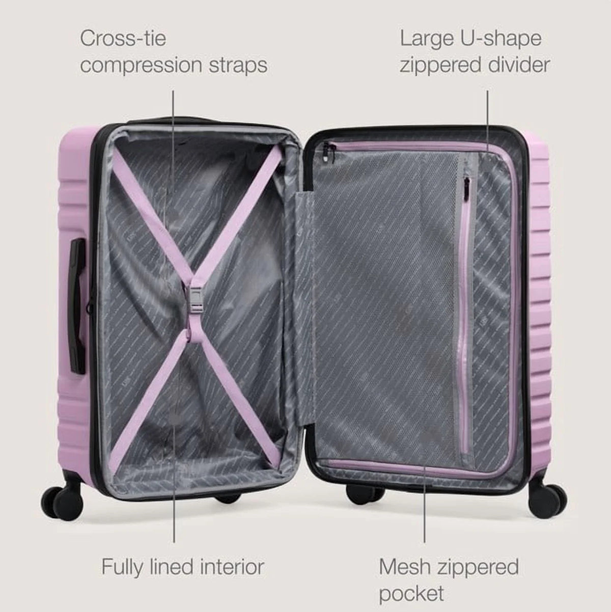 U.S. Traveler Boren Hardside Rugged Spinner Luggage, Lavender, 30" Checked Large