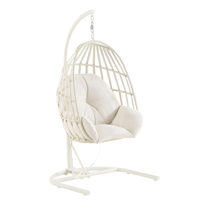 Mainstays Outdoor Wicker Patio Hanging Egg Chair, Gray