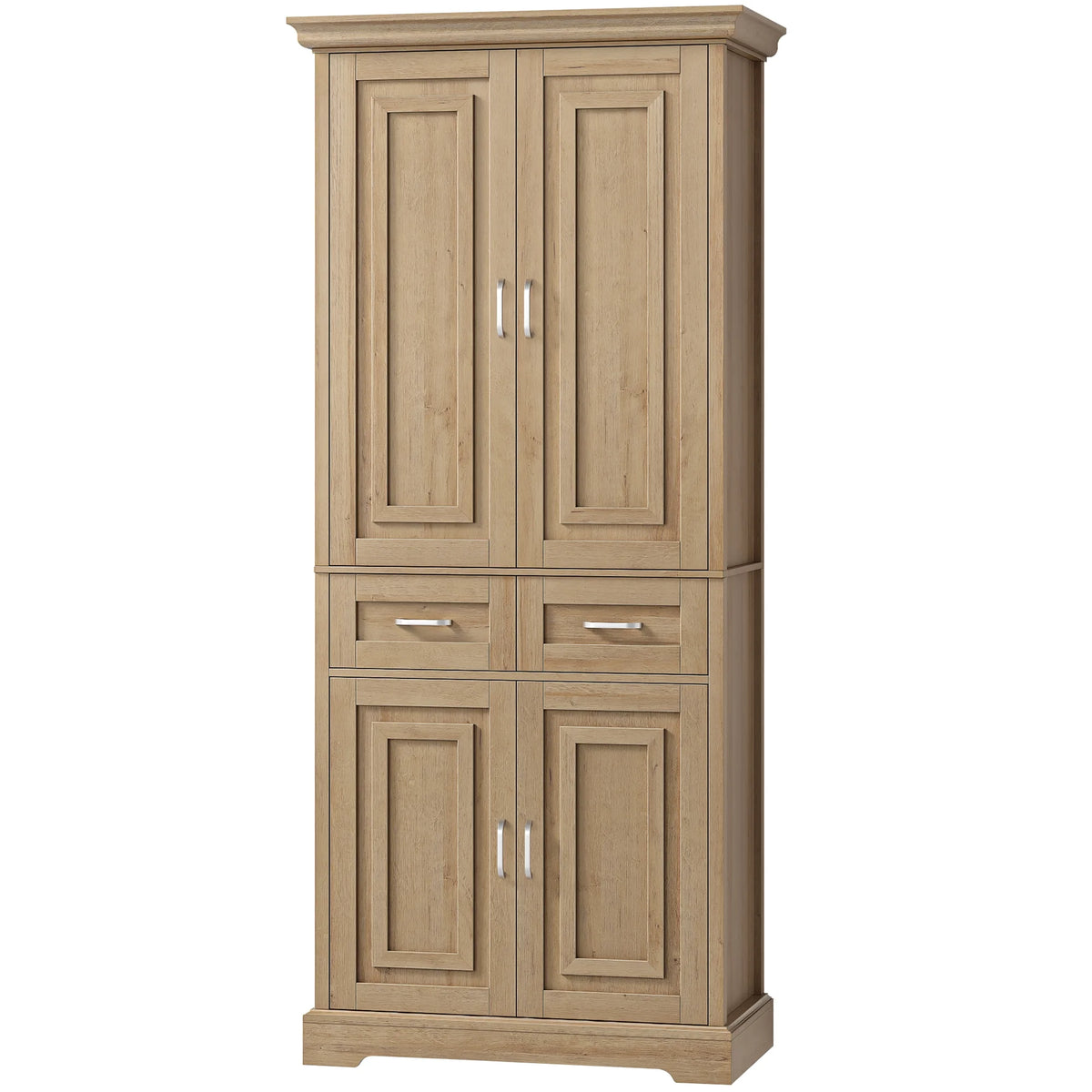 Homfa 70.9'' Tall Kitchen Pantry with 4 Doors, 2 Drawer Modern Freestanding Storage Cabinet for Dining Room Living Room, White