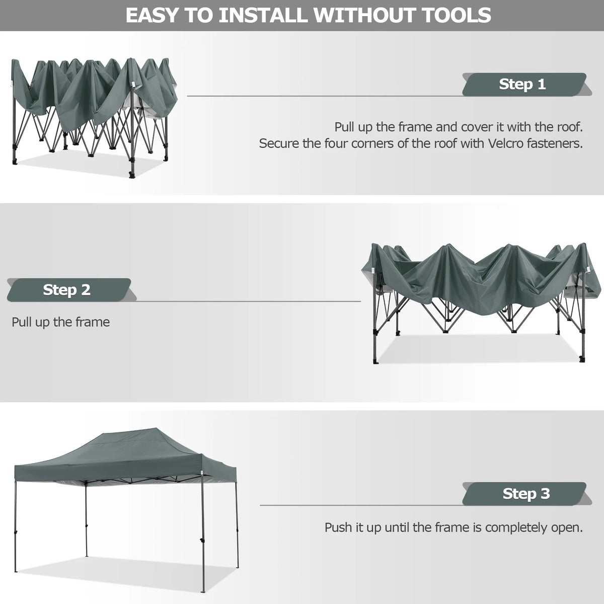COBIZI 10x15ft Pop up Canopy, Easy up Heavy Duty Canopy Tent with 4 Removable Sidewalls,Gray