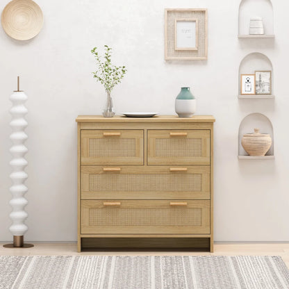 Tcbosik 4-Drawers Dresser, 31.5" Storage Chest of Drawers for Bedroom, Easy to Assemble, Natural
