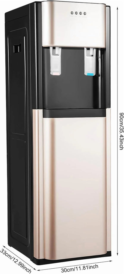 Bottom Loading Water Cooler Dispenser, 5 Gallon Bottles 2 Temperature Settings Hot & Cold Water Dispensers Stainless Steel Construction Bottom Load Water Dispenser (Gold)