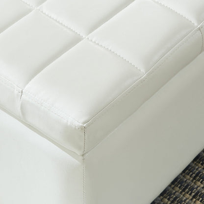Modern Faux Leather Rectangular Storage Ottoman Bench White